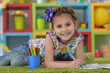 © aletia2011 - cute little  girl drawing at home