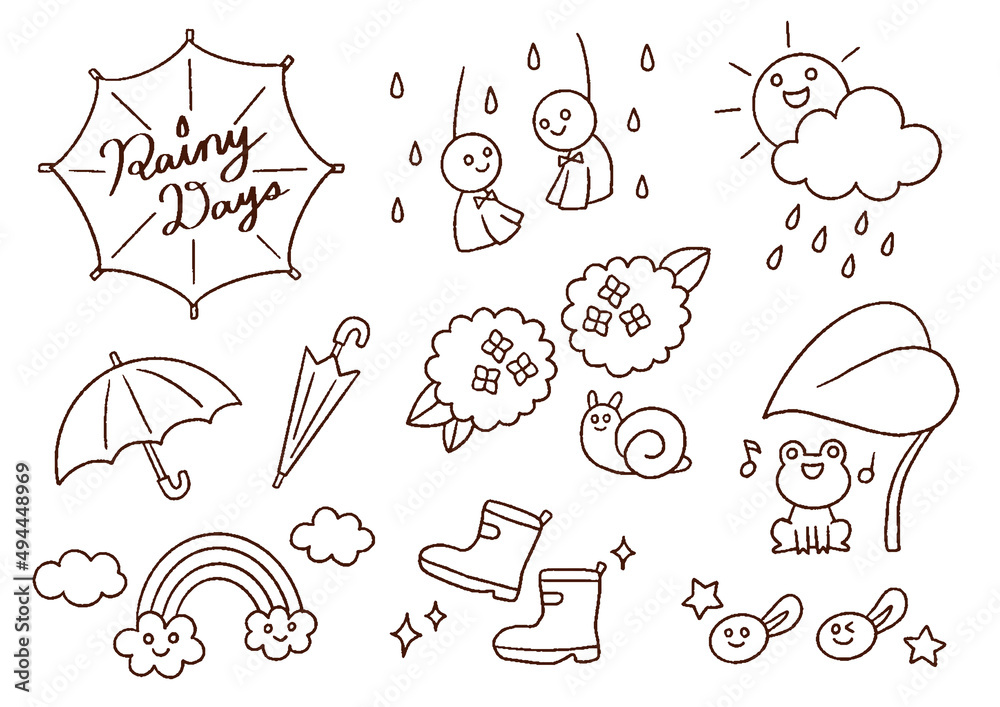 手描きイラスト☆オリジナル☆梅雨ちゃん☆A4☆コピック