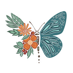 Wall Mural - Symbol of spring butterfly moth decorated with spring flowers, illustration vector