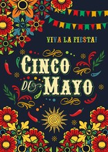 Cinco De Mayo Poster With Flowers