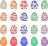 Fototapeta Dinusie - Set of 25 vector Easter eggs with different style, color and pattern