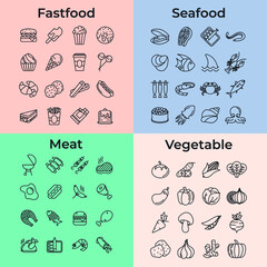 64 food icon set symbol template for graphic and web design collection logo vector illustration