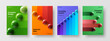 Unique realistic spheres leaflet concept bundle. Modern handbill vector design template composition.