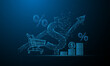 © Deemerwha studio - Growth of sales or growth of market basket or consumer price index concept and profit and loss in business or deflation and inflation concept on low Polygonal wireframe background.