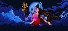 Lord Shiva And Goddess Parvati In Mount Of Himalaya