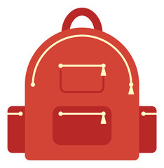 Canvas Print - Red backpack icon. Kid school bag with pockets