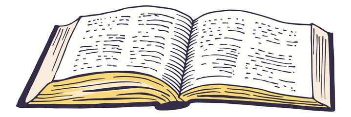 Wall Mural - open book sketch. old pages of knowledge and wisdom