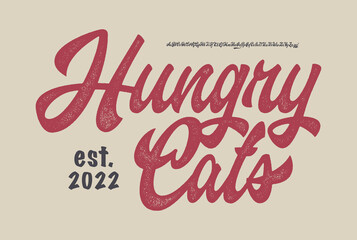 Hungry Cats. Script Font. Vector