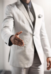 Aufkleber - Let me lead you towards business excellence. Closeup shot of an unrecognizable businessman extending a handshake.