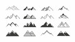 © Djoyotrue - Mountain icon logo vector illustration for adventure outdoor sport graphic design.  Black stone and landscape drawing vintage for climbing or hiking sport concept.