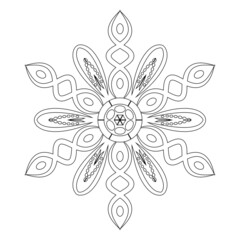 Wall Mural -  Monochrome circular geometric ornament. Round mandala for coloring book page. Template for printing on fabric.