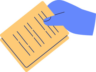 Hand with Paper Document Cartoon Illustration