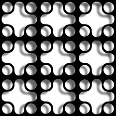 Poster - Tile with raised 3D pattern of  abstract shapes in black and white