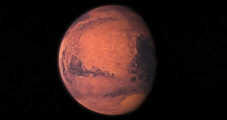 Wall Mural - Beautiful view of the phase of planet Mars isolated on black background