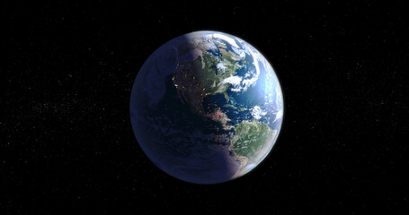 Wall Mural - Breathtaking view of the earth globe as it's seeing from the space isolated on black background