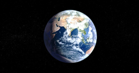 Wall Mural - Breathtaking view of the earth globe as it's seeing from the space isolated on black background