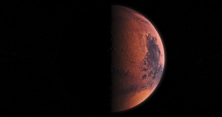 Wall Mural - Beautiful view of the phase of planet Mars isolated on black background