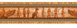 Egypt seamless border, goddess silhouette, vector ancient ethnic ornament frame design. Old papyrus texture, religion calligraphy print, vintage hieroglyph wall mural illustration. Egypt border
