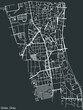 Detailed negative navigation white lines urban street roads map of the GRIES DISTRICT of the Austrian regional capital city of Graz, Austria on dark gray background