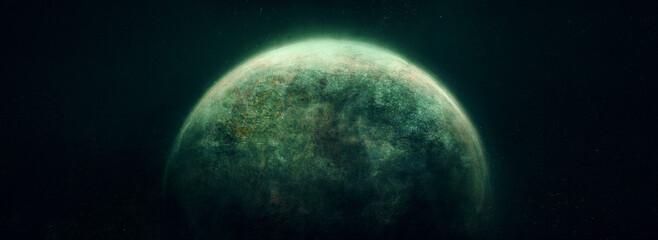 Wall Mural - green planet in space.