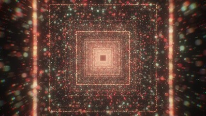 Poster - bright animation. motion. a huge tunnel made like space that moves forward. pink and orange colors p