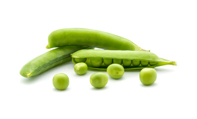 Wall Mural - Photo of green peas isolated on white background