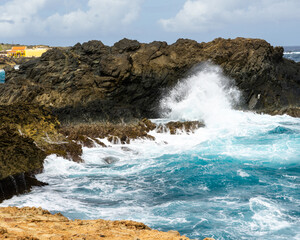 Closeup of a rocky ocean