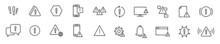 Warnings Related Vector Line Icons. Simple Set Of Warnings Icon