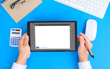 Poster - Calendar app on tablet on desk office