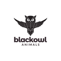 Wall Mural - black owl geometric fly logo design, vector graphic symbol icon illustration creative idea