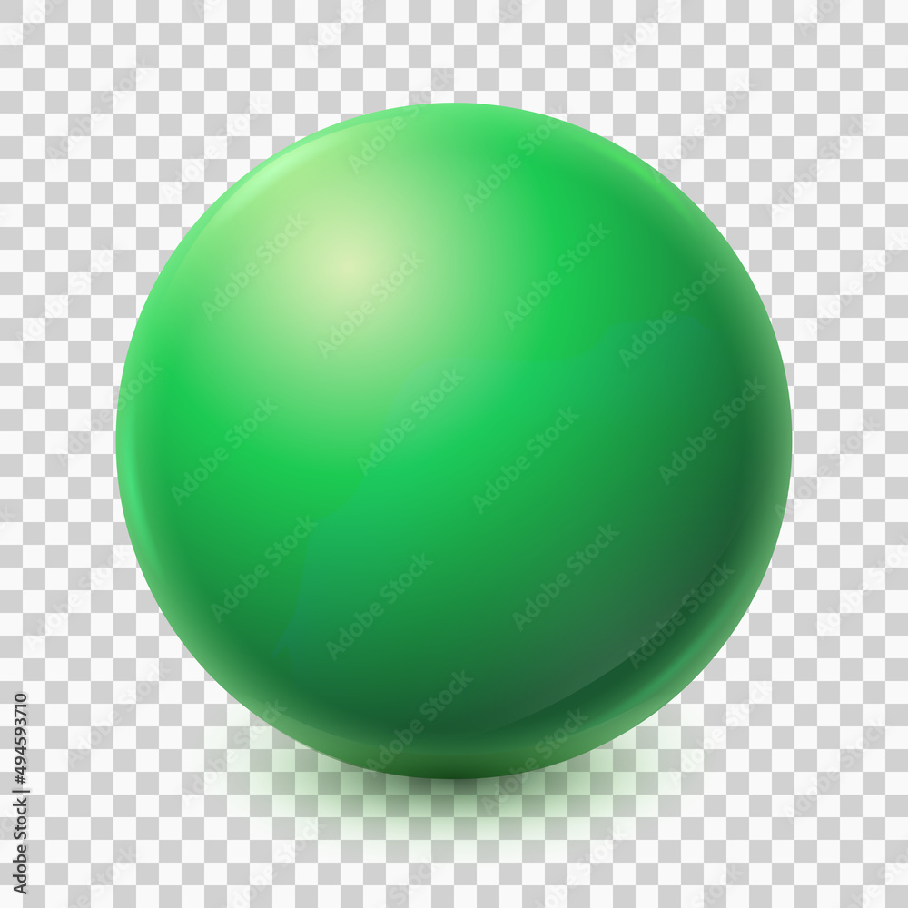 One big green ball isolated on transparent background. Realistic 3d ...