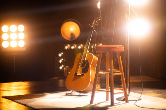 acoustic guitar on stage
