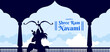 illustration of Lord Rama, Ram Navami festival Hindi text