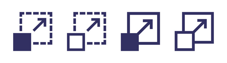scaling square icon set. resize symbol vector illustration.