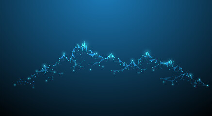 high mountain concept lined up glowing polygon connected network using financial business vector illustration as background