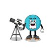 Illustration of yarn ball mascot as an astronomer