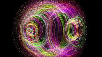Wall Mural - an abstract multicolored generative sphere rotates and loops seamlessly on black background