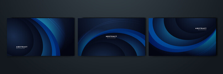set of abstract blue black background poster with dynamic. technology network vector illustration.
