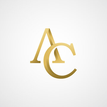 AC elegant logo template in gold color, vector file .eps 10, text and color is easy to edit