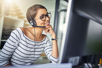 Aufkleber - Offering reliable customer support. Cropped shot of a young attractive female customer support agent working in the office.