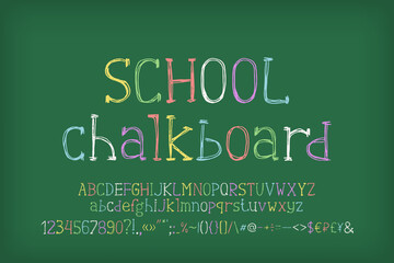 Leinwandbilder - Hand drawn multicolor school alphabet letters and numbers