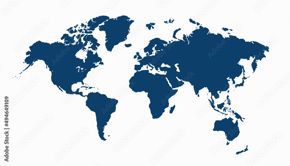 World map isolated on white. Blue map of the World. Vector Stock Vector ...