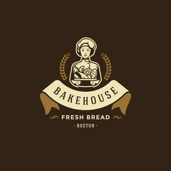 Wall Mural - Bakery badge or label retro vector illustration.