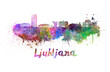 Ljubljana skyline in watercolor
