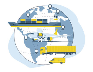 Wall Mural - The concept of multimodal transportation. Vector illustration.