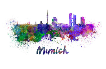 Wall Mural - Munich skyline in watercolor