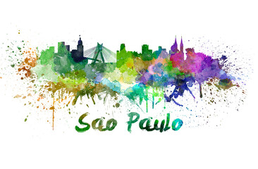 Wall Mural - Sao Paulo skyline in watercolor