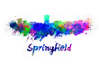 Springfield MO skyline in watercolor splatters with clipping path
