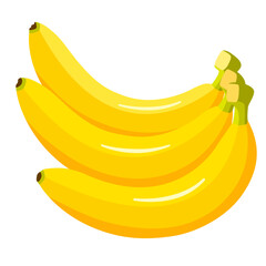 Fresh yellow banana fruit on isolated white background. Vector illustration flat cartoon design.