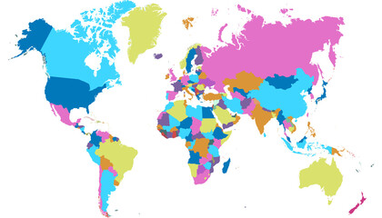 World map. Color vector modern.	